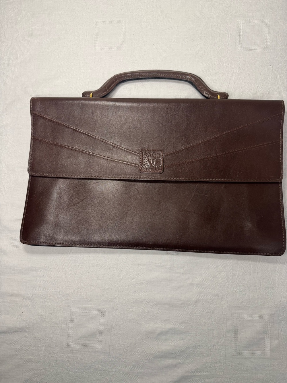 Anne Klein for Calderon brown leather briefcase
